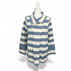 Beyond Threads Striped Blue Jacket Womens Size Large Preppy Nautical